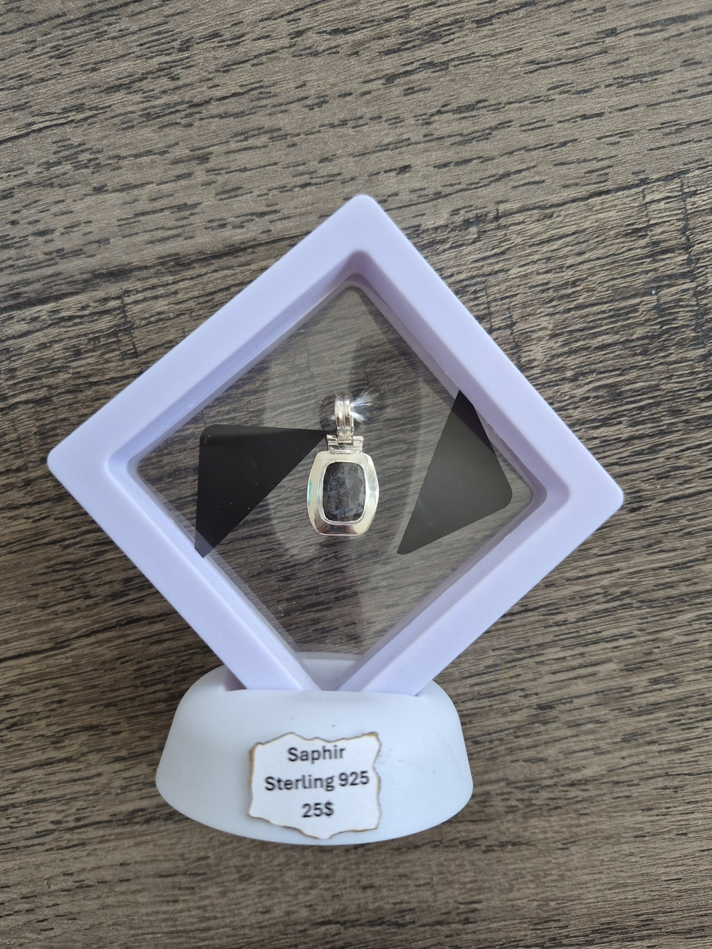 Sterling Silver Blue Sapphire Pendant -